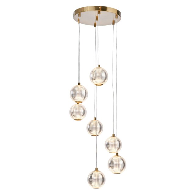 BHS Rimi 7 Light LED Cluster Ceiling Pendant, Satin Brass Gold Satin Brass 1