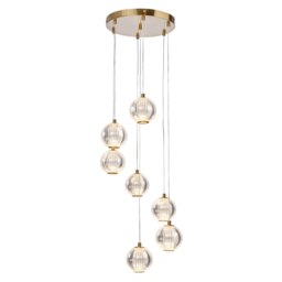 BHS Rimi 7 Light LED Cluster Ceiling Pendant, Satin Brass Gold Satin Brass 1