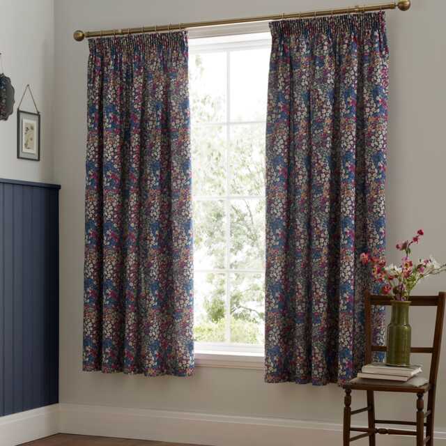 D & D Bessie Pencil Pleat Curtains Navy