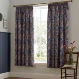 D & D Bessie Pencil Pleat Curtains Navy