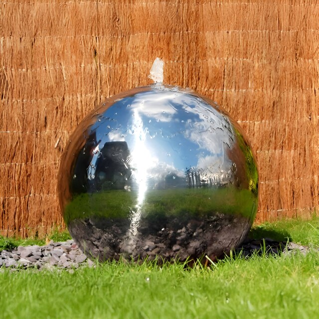 Outdoor Water Feature Polished Sphere Stainless Steel with Lights 60cm