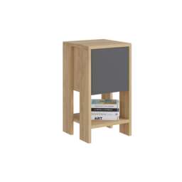 Decortie Ema Bedside Table 30x30x55cm Oak Anthracite Grey