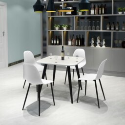 Aspen White 80cm Square Dining Table with 4 Plastic Curve Design Chairs - Compact Modern Dining Set White White One Size 1