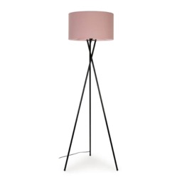 ValueLights Camden Black Tripod Floor Lamp Blush Pink Shade