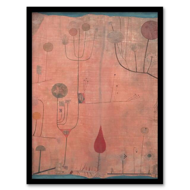 Paul Klee Framed Wall Art Print Fruit on Red Abstract Painting Home Décor