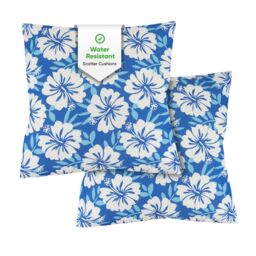 Gardenwize Outdoor Pair of Blue Hawaiian Print Scatter Cushions