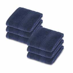 Homescapes Turkish Cotton Navy Blue Face Cloth - Set of 6