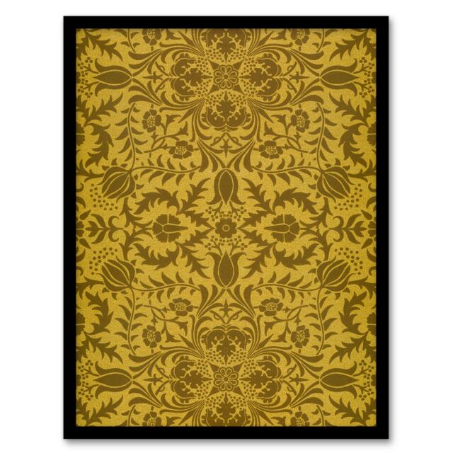 "Floral Vine Filigree Pattern W. Morris Vintage Framed Wall Art Print 12X16"""