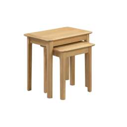 Classic Solid Oak Nest of 2 Tables Brown Brown