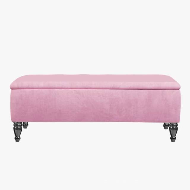 Lisbon Plain 90cm Ottoman Storage Bench - Plush Velvet Shoe Bench - Pink Upholstery Footstool with Storage