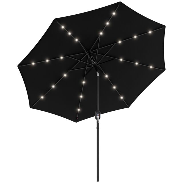 Outsunny 24 LED Solar Powered Parasol Umbrella Garden Tilt Outdoor String Light Black