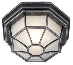 Traditional Hexagonal Black/Silver Flush Ceiling Porch Light Black