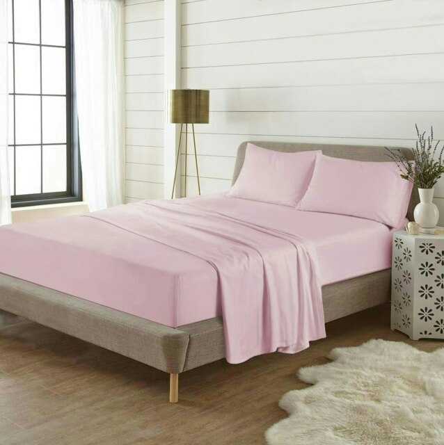 "Plain Dye Flannelette Pink Super King 16"" Deep Fitted Sheet"