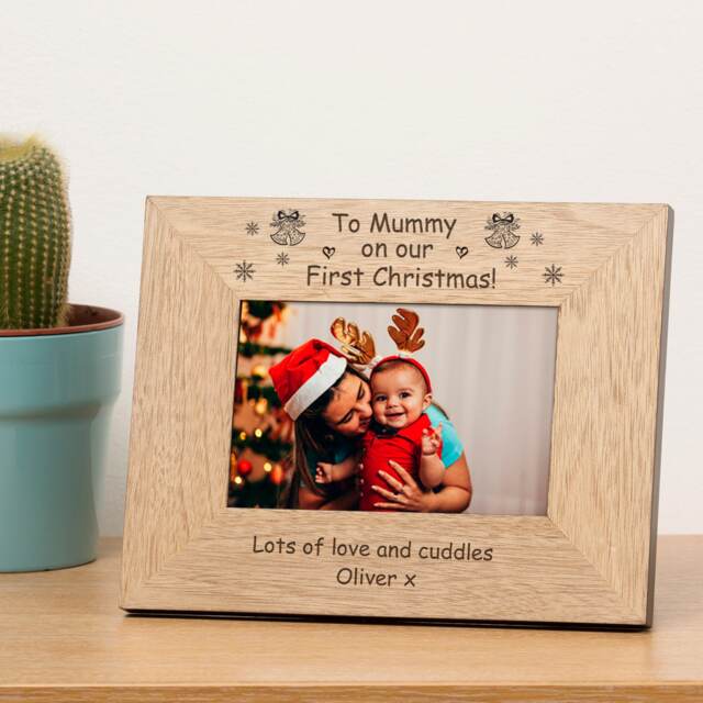 Personalised To Mummy On Our First Christmas Wood Picture Frame 7x5