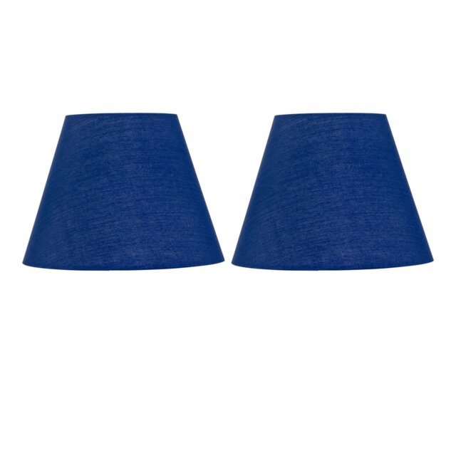 Set of 2 Navy Blue Cotton 20cm Diameter Tapered Fabric Lamp Shades Blue Medium 2