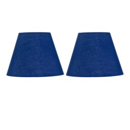 Set of 2 Navy Blue Cotton 20cm Diameter Tapered Fabric Lamp Shades Blue Medium 2