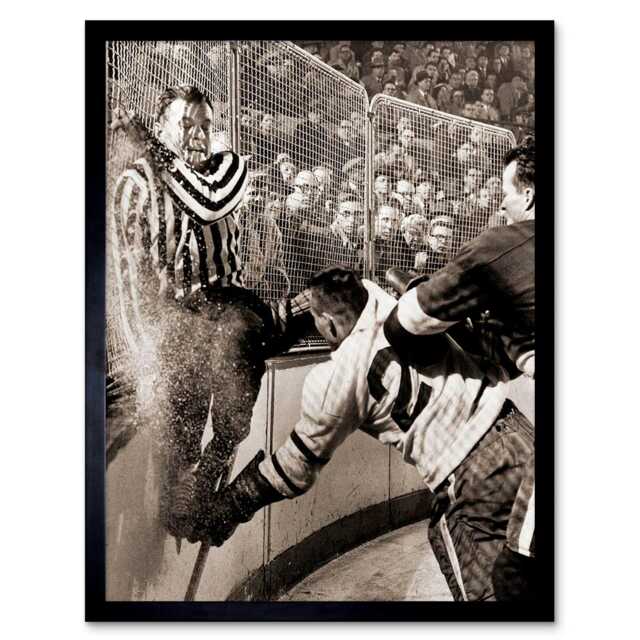 Sport Ice Hockey Check Howe Hannigan Framed Wall Art Print