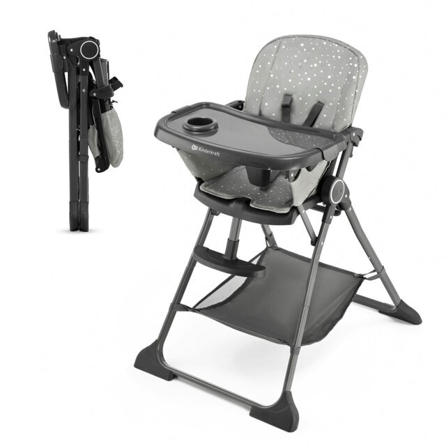 Kinderkraft Foldee High Chair for Baby and Toddler - Grey