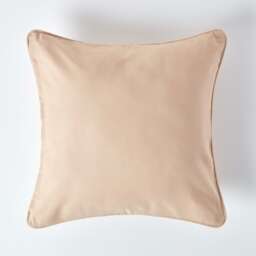 Homescapes Cotton Plain Beige Cushion Cover - 60 x 60 cm Cream Beige 60 x 60 cm