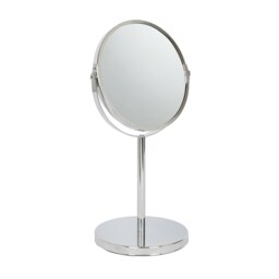 Harbour Housewares Pedestal Mirror - 18.5 x 34.5cm - 2x Magnifying Freestanding Bedroom Table Vanity Makeup Mirror Silver Chrome