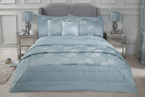 English Garden Bedspread Duck Egg Blue Blue