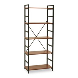 Red Pomelo 5 Tier Shelf Unit With Black Metal Frame,Wall Shelving Unit,Bookcase Unit For Decorative Items Black