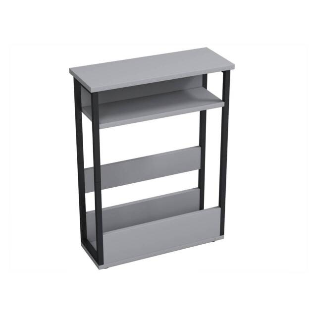 3 Tier Slim Coffee Side Table Newspaper Magazine Shelf Rack Bedside Sofa End Grey Grey H-62.5cm 1