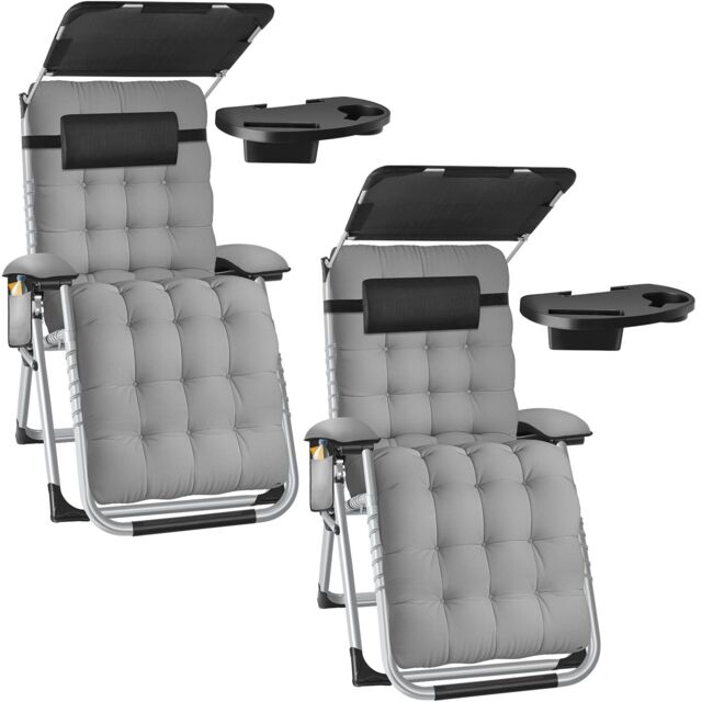 Sun Lounger Cirrus with Plush Padding, Built-in Sun Shade and Folding Function Grey light grey One Size 2