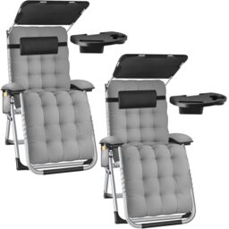 Sun Lounger Cirrus with Plush Padding, Built-in Sun Shade and Folding Function Grey light grey One Size 2
