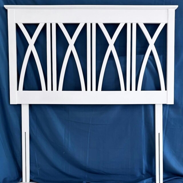 4ft6 Double Pure White,Solid Wood Wooden Headboard Bedhead, White