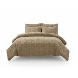 Ultra Soft Teddy Duvet Cover Set Leaves Embossed Cozy Fleece Bedding Brown Beige Single