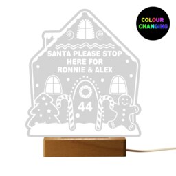 Personalised Gingerbread House Christmas Wooden Based LED Light