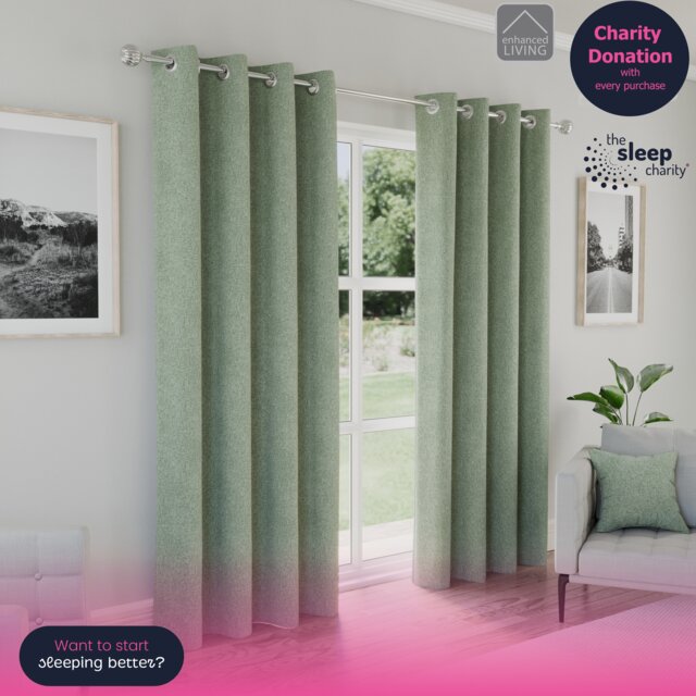 Enhanced Living Austin Blackout, Thermal Green Curtains with Eyelet Header (PAIR) - 66x90 inch (168x229cm) Green Green 2
