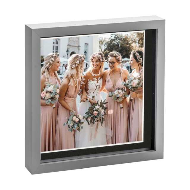 "Nicola Spring 10 x 10"" Photo Frame - Grey/Black Mount - 3D Photo Frame Picture Frame Box Portrait Display Case (53 x 53cm)"