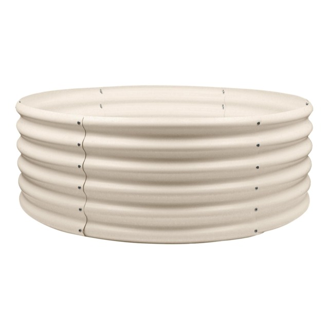 Harbour Housewares Raised Garden Bed - Ivory Round Bottomless Metal Raised Bed Galvanised Steel Planter Box 120 x 45cm