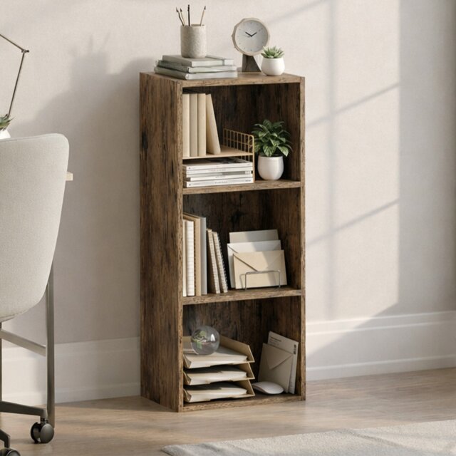 Vida Designs Oxford Medium 3 Tier Cube Freestanding Cube Bookcase Living Room Storage Unit - Dark Wood
