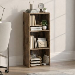 Vida Designs Oxford Medium 3 Tier Cube Freestanding Cube Bookcase Living Room Storage Unit - Dark Wood