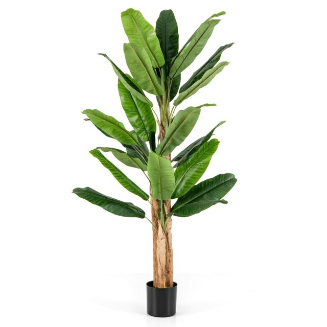 COSTWAY 195cm Artificial Banana Tree with 27 Large Leaves Green One Size
