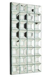 Orsina Multi Glass Bevelled Wall Mirror, Contemporary Geometric Mirror With 24 Mirrored Glass Squares, Black Frame