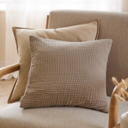 Yard Lark Muslin Cotton Cushion Brown Mole 45 x 45cm 1
