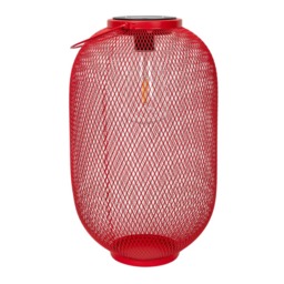 ValueLights Solar Power Outdoor Red Metal Basket Garden Lantern Light Red