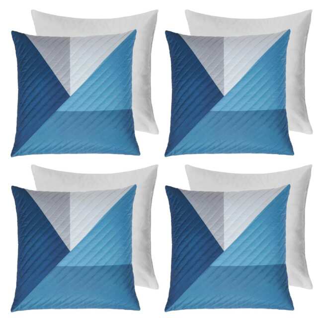 OHS 4 x Ralph Geometric Pinsonic Filled Cushions, 45x45cm - Navy Blue