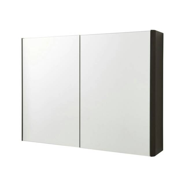2-Door Mirror Bathroom Cabinet 600mm H x 800mm W - Matt Graphite - (Arch) Grey Grey 1