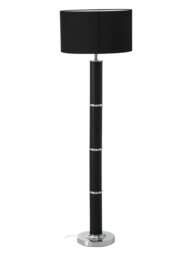 Orsina Black Snake Leather Effect Floor Lamp with Chrome Base and Black Shade