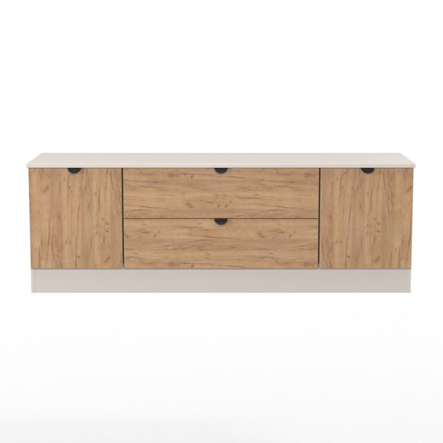 Norway 2 Door 2 Drawer Wide TV Unit in Gold Craft & Kashmir (Ready Assembled) Brown Gold Craft & Kashmir