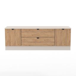 Norway 2 Door 2 Drawer Wide TV Unit in Gold Craft & Kashmir (Ready Assembled) Brown Gold Craft & Kashmir