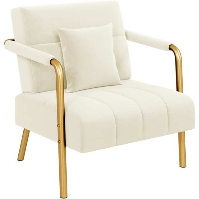 Yaheetech Oversized Velvet Accent Armchair for Living Room Beige