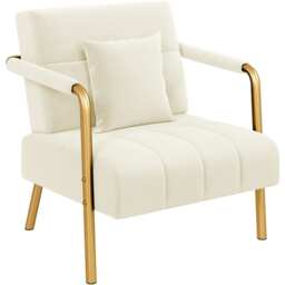 Yaheetech Oversized Velvet Accent Armchair for Living Room Beige