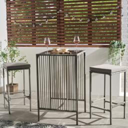OHS Amalfi Bistro Set Outdoor Table Bar Stool Chair Garden Patio Furniture Grey