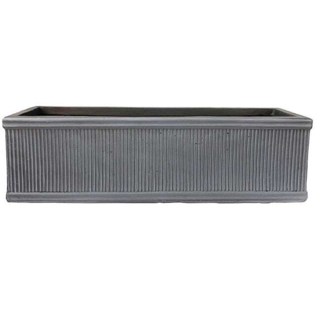 Vertical Ribbed Vintage Style Grey Window Box Garden Planter H17 L60 W17 cm, 17 ltrs Cap.